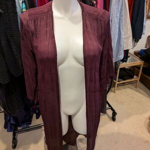 Elegant Plum Open-Front Kimono - M/L